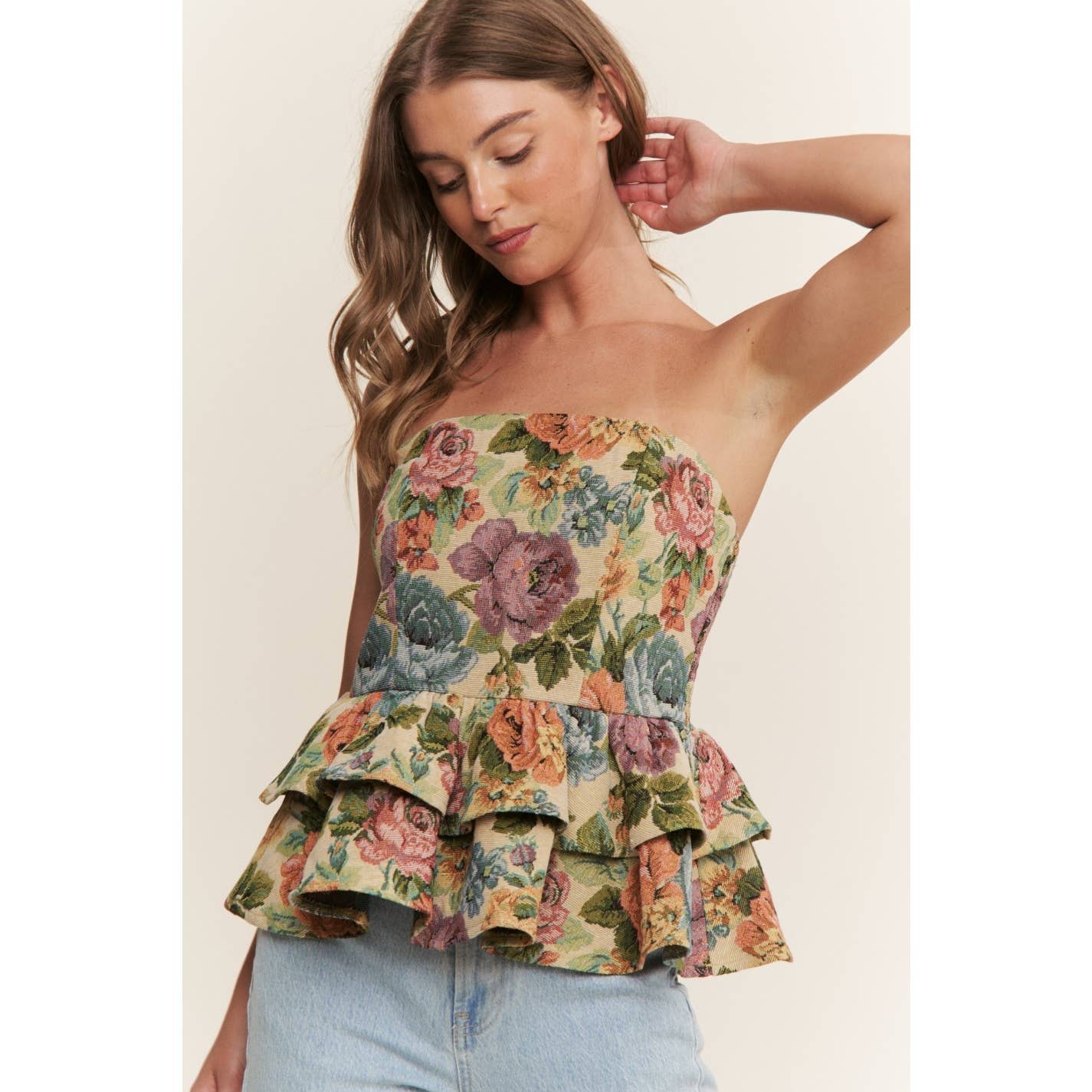 Vintage Floral Tiered Tube Top