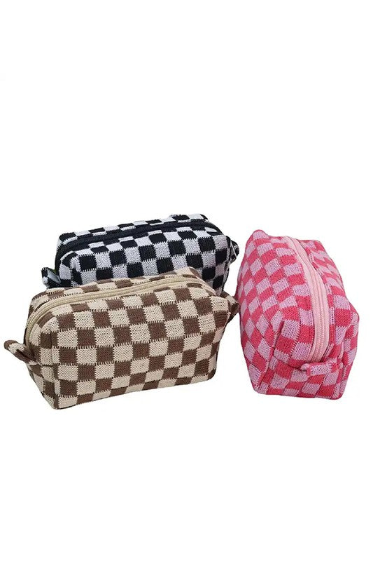 The Everyday Check Makeup Bag – Mocha