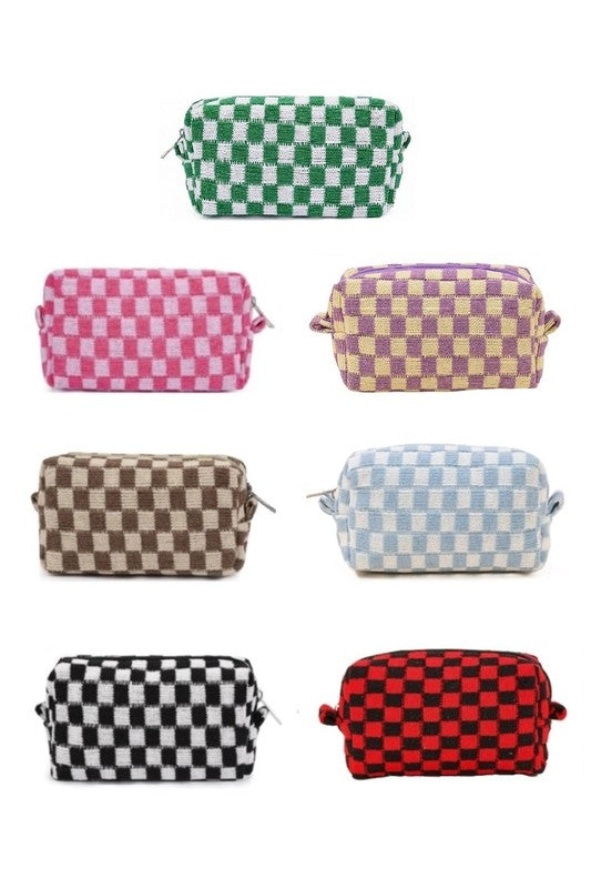 The Everyday Check Makeup Bag – Mocha