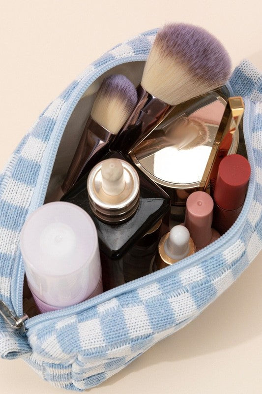 The Everyday Check Makeup Bag – Mocha