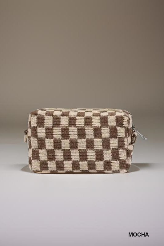 The Everyday Check Makeup Bag – Mocha