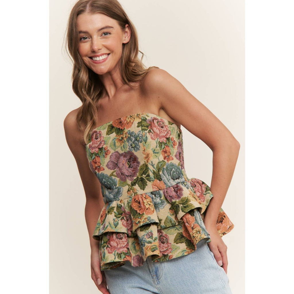 Vintage Floral Tiered Tube Top
