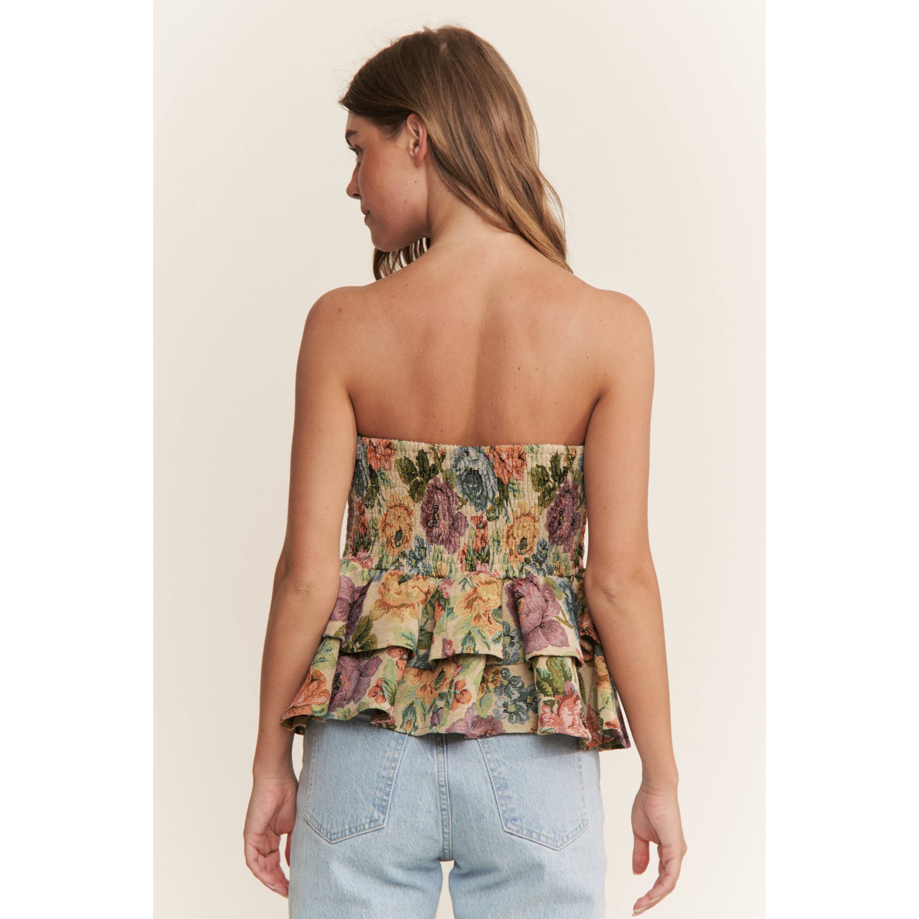 Vintage Floral Tiered Tube Top