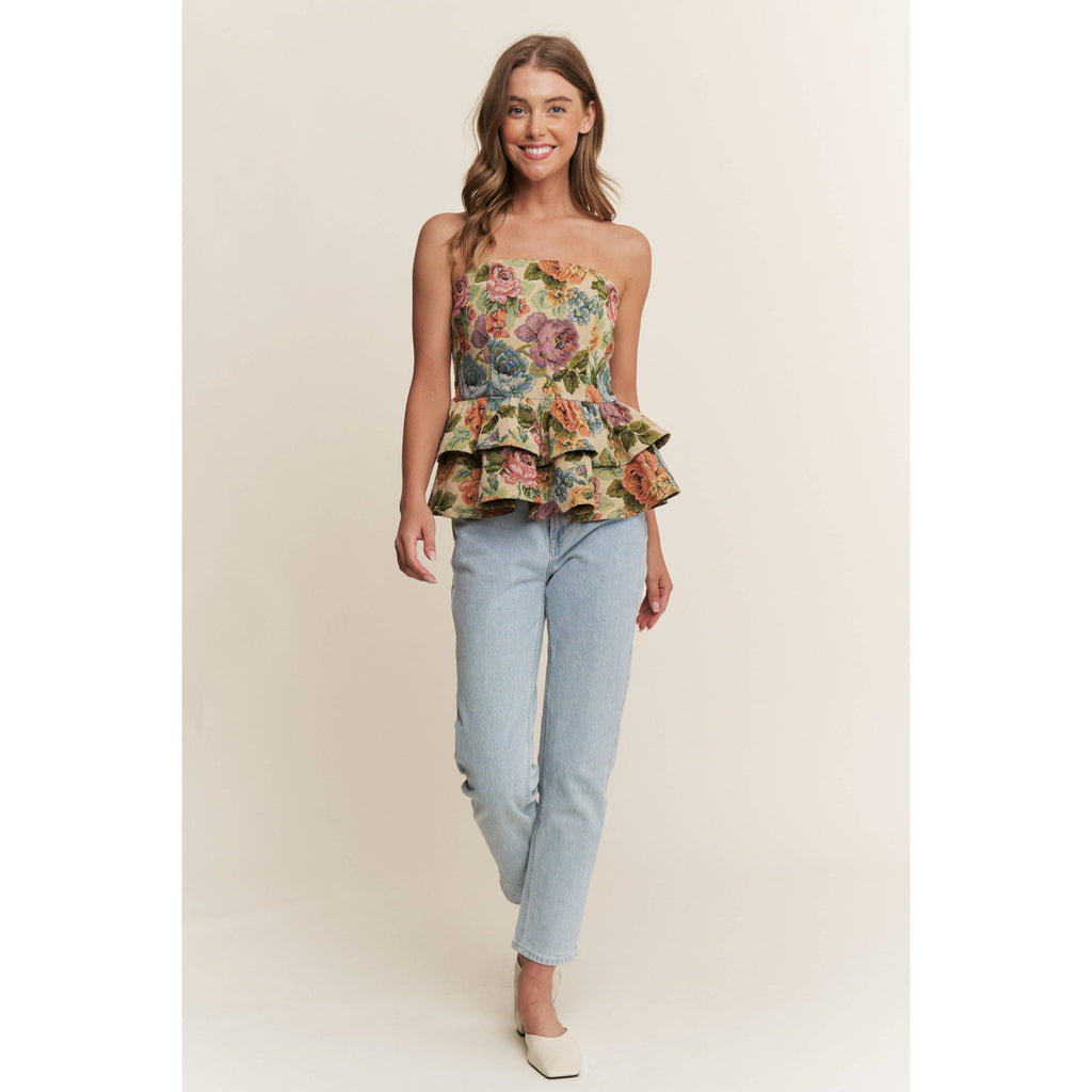 Vintage Floral Tiered Tube Top