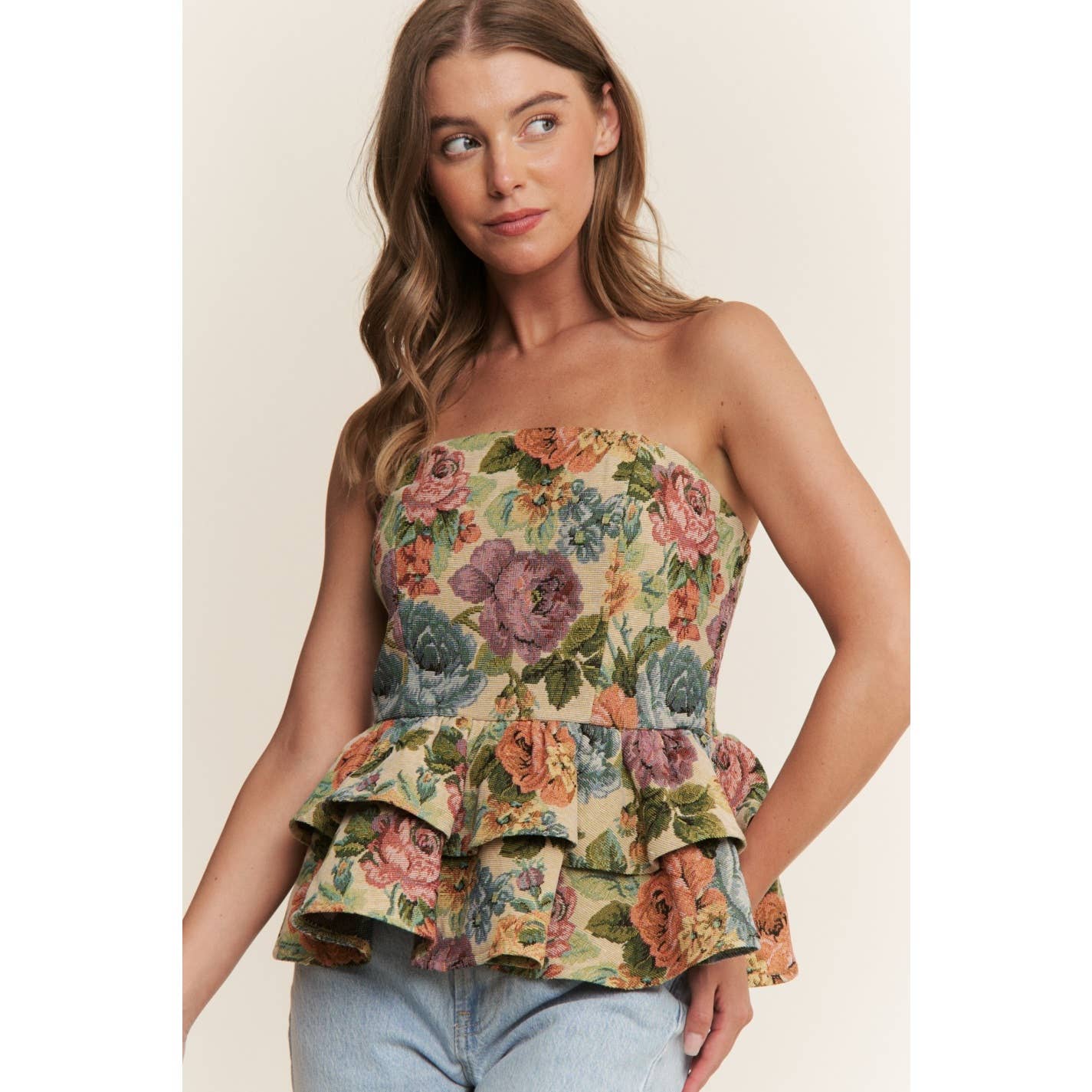 Vintage Floral Tiered Tube Top