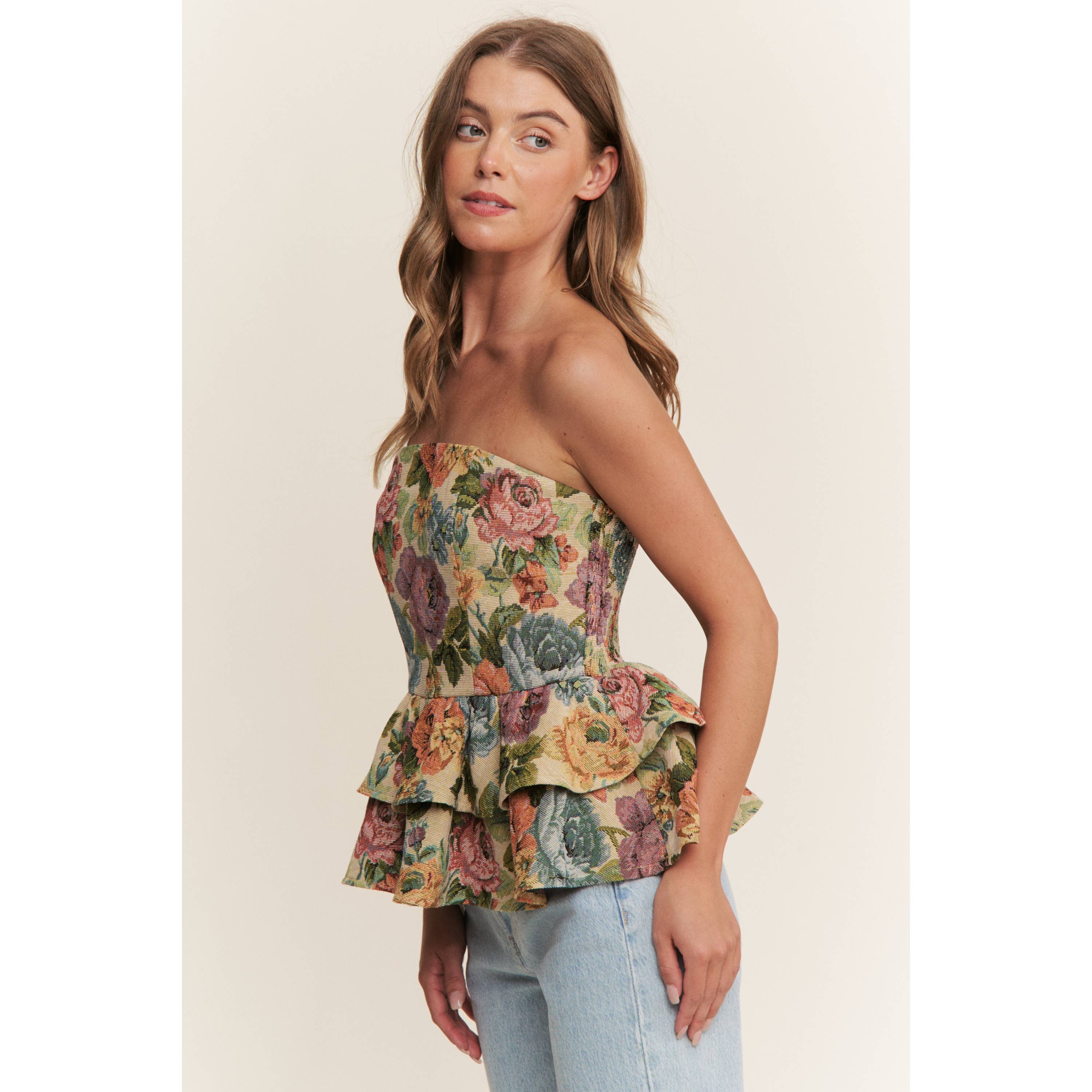Vintage Floral Tiered Tube Top