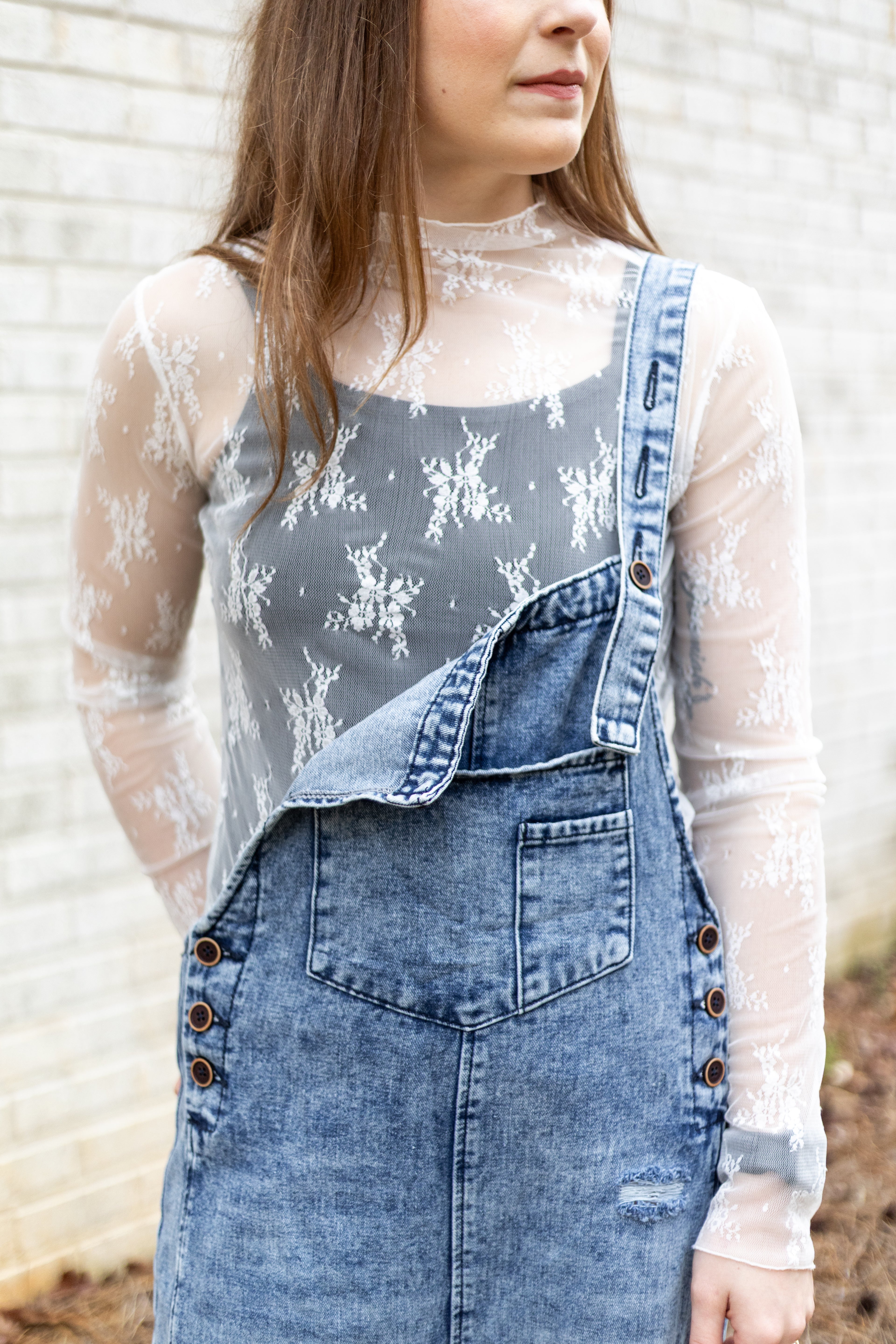 Floral Lace Top: White