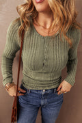 Olive Ribbed Sweater Top