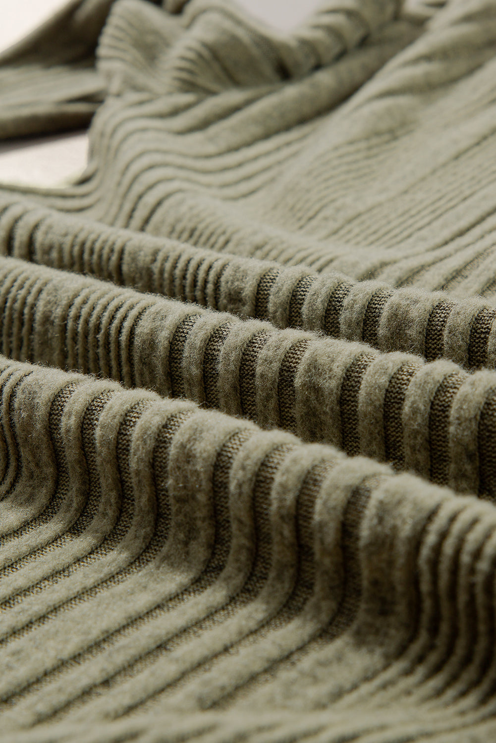 Olive Ribbed Sweater Top