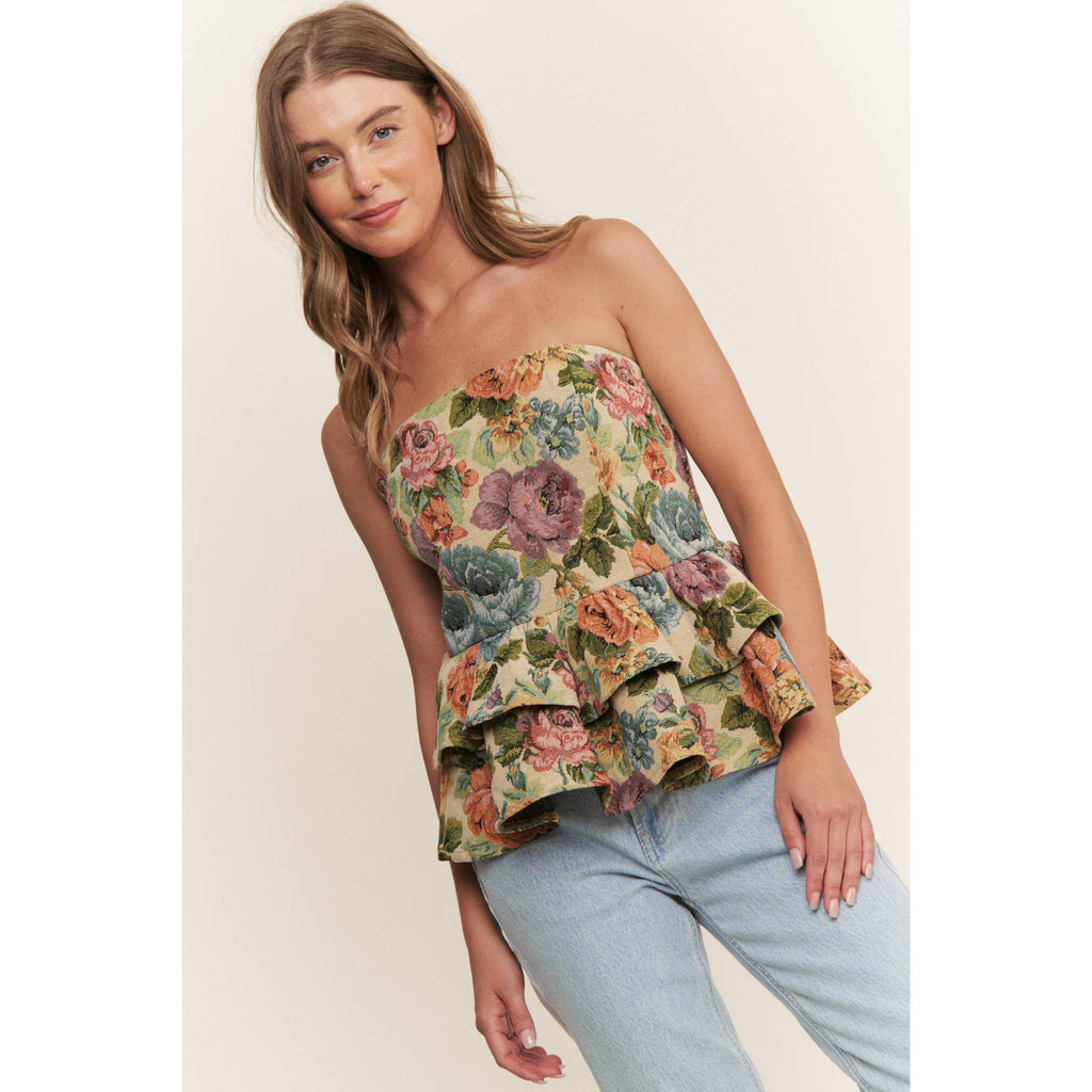 Vintage Floral Tiered Tube Top
